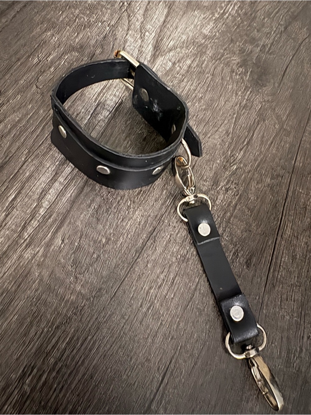 Black Unisex Wrist Cuff with Silver Hardware